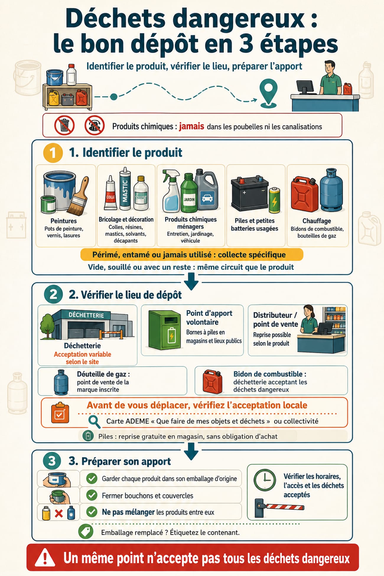 Dépôt des produits dangereux en 3 étapes clés